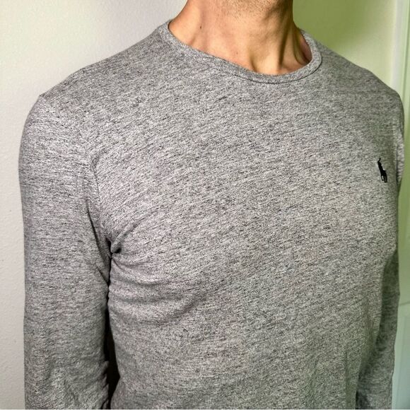 Ralph Lauren Gray Slim Fit Long Sleeve Tee with Embroidered Logo M - Picture 3 of 7